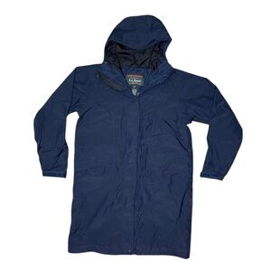 L.L. Bean Navy Hooded Raincoat